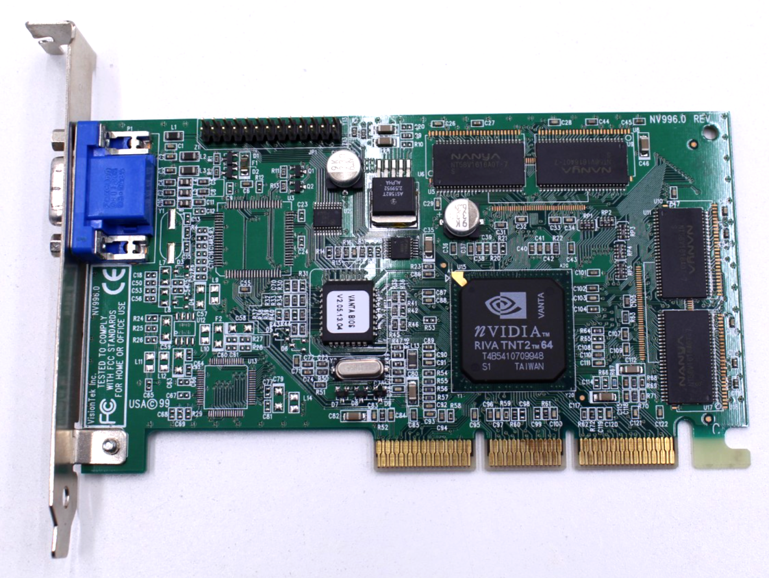 Nvidia Riva TNT2 64 Vanta AGP 4x 8MB SDRAM VGA Graphics Card
