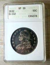 1832 Capped Bust Half Dollar O-102 ANACS VF30 Soapbox Colorful Toning