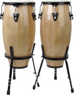 XDrum 10'' 11'' Conga Set Latin Holz Trommeln Percussion Stativ Set Natur