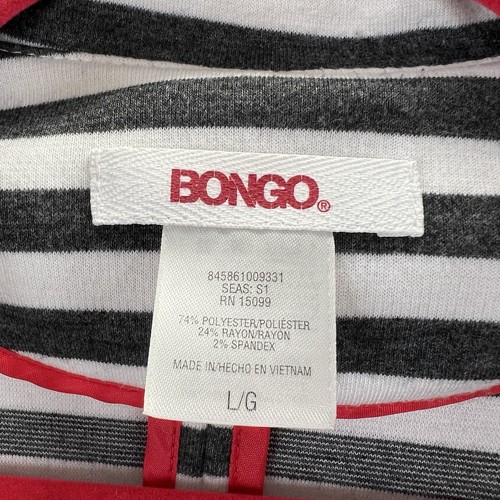 Vintage Bongo Cropped Jacket Top L Charcoal Gray White Striped Zip Buttons Y2K - Picture 5 of 5