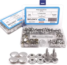 150 Pcs Snaps Fastener Screw Snaps, Heavy Duty Metal Snaps Button for Boat Canva