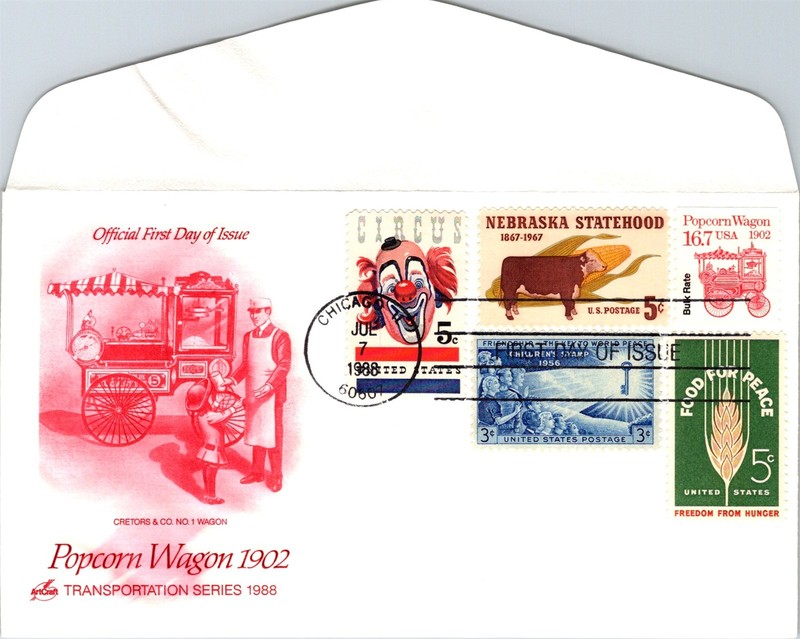 S09-6216, POPCORN WAGON 1902, TRANSPORTATION SERIES, COMBO, A/C FDC