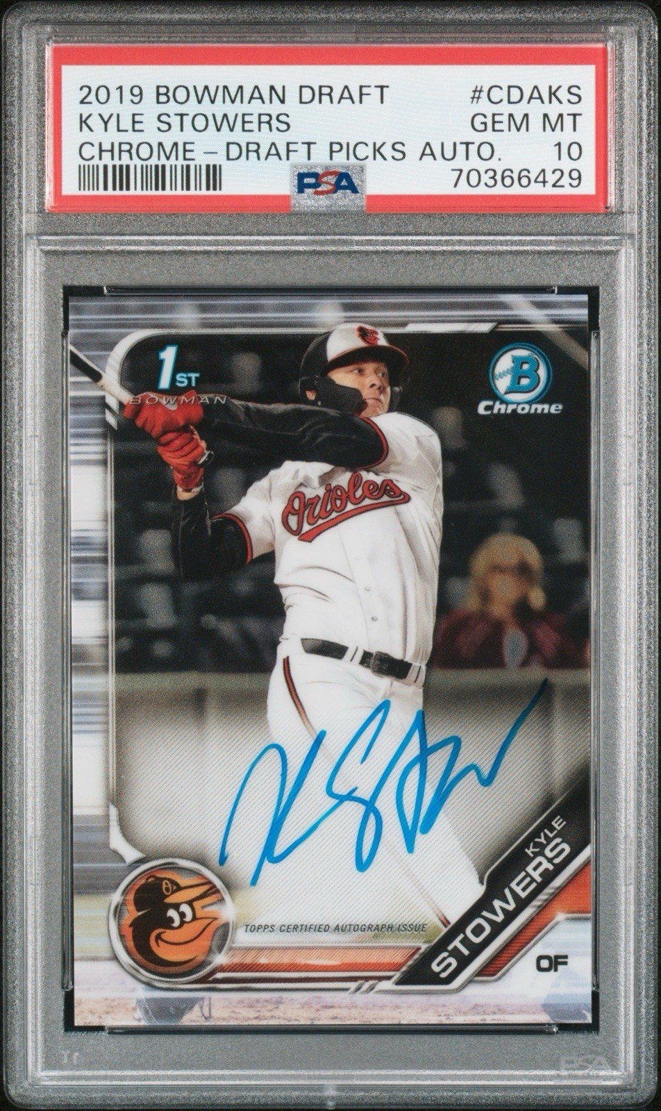2019 Bowman Draft Kyle Stowers Chrome Auto PSA 10 Gem Mint