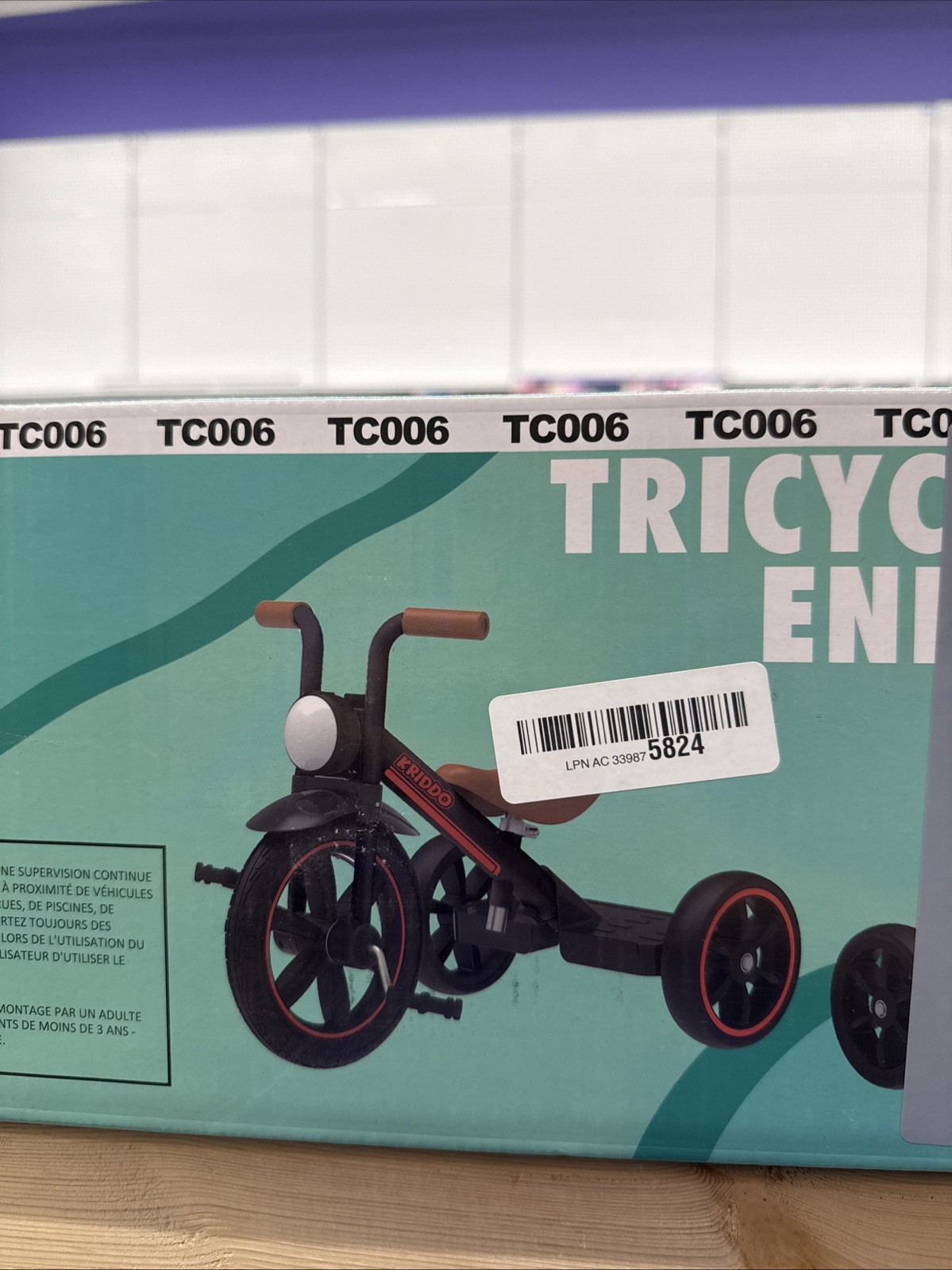 KRIDDO Kids Tricycle, 12 Inch Puncture Free Wheel w Front-A2