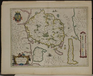 FUNEN DENMARK 1650ca BLAEU UNUSUAL ANTIQUE ORIGINAL COPPER ENGARVED MAP