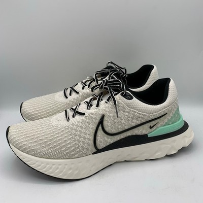 Nike React Infinity Run Flyknit 3 Shoes Mens Size 8.5 Phantom Black Mint Running