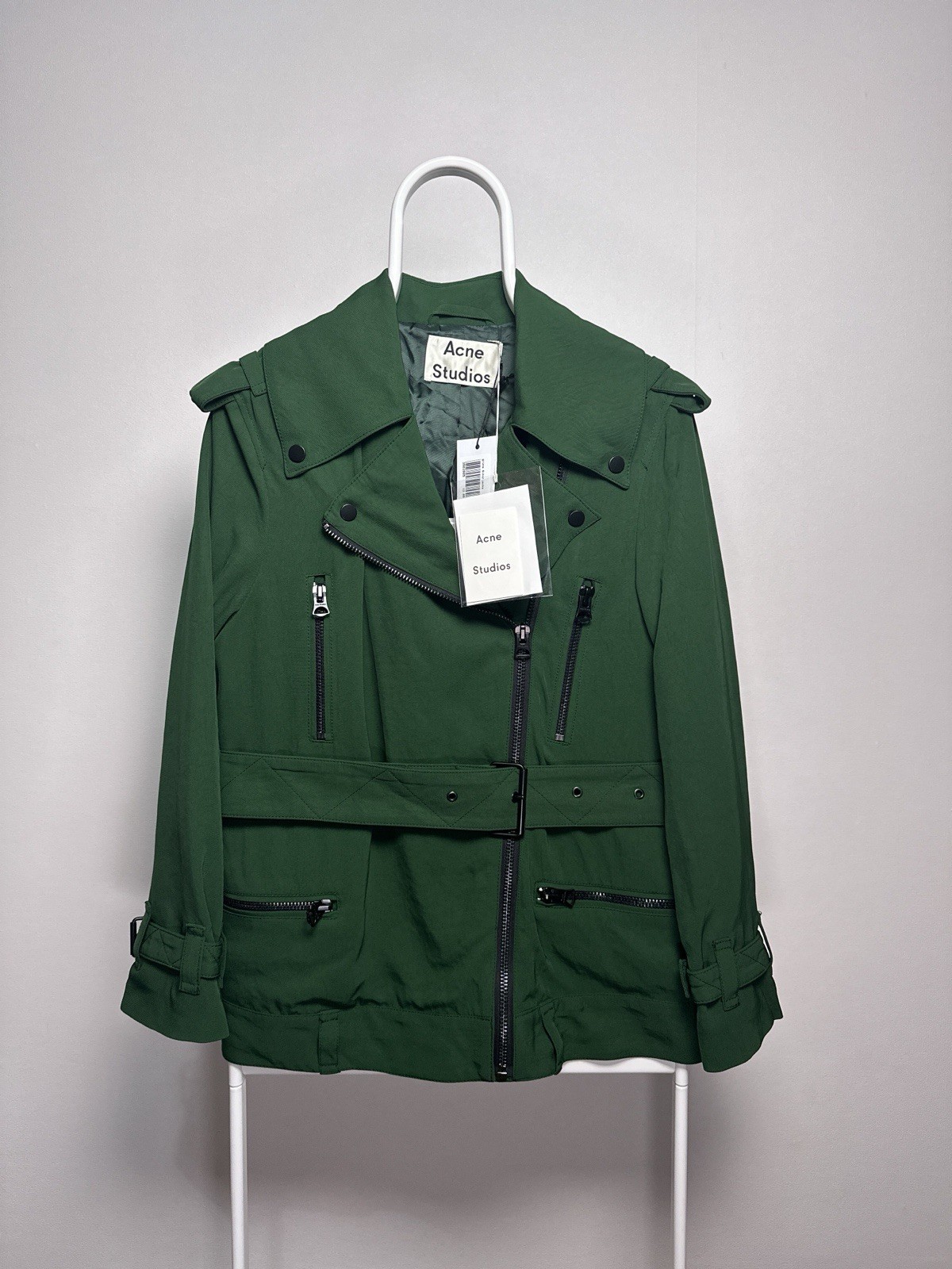 Acne Studios Lilja Belted Twill Biker Jacket Aceta PSS17 Size 34