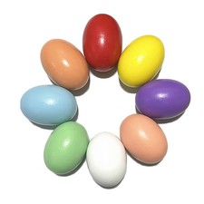 Easter Wooden Eggs Easter Decorations - 8 Colors Wood DIY Faux Egg Crafts Fake C