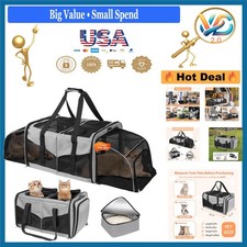 Expandable Cat Carrier for 2 Cats with Litter Boxes Grey Travel  Vet