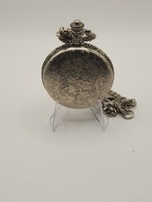 DETAILS QUARTZ POCKET WATCH WITH Flowers AND WATCH FOB JAPAN MOVT