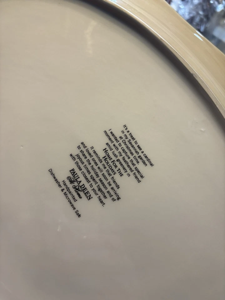 Plato de Paula Deen "Hogar para las vacaciones" grande ovalado 14x 18,5 rojo cardenal Foto 4 de 4