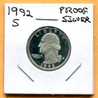 Gem 1992-S Proof Cameo Silver Washington Quarter - Free Shipping