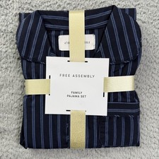 Free Assembly Pajama Set Kids 8 Blue Striped Button Front 2PC Family Sleep