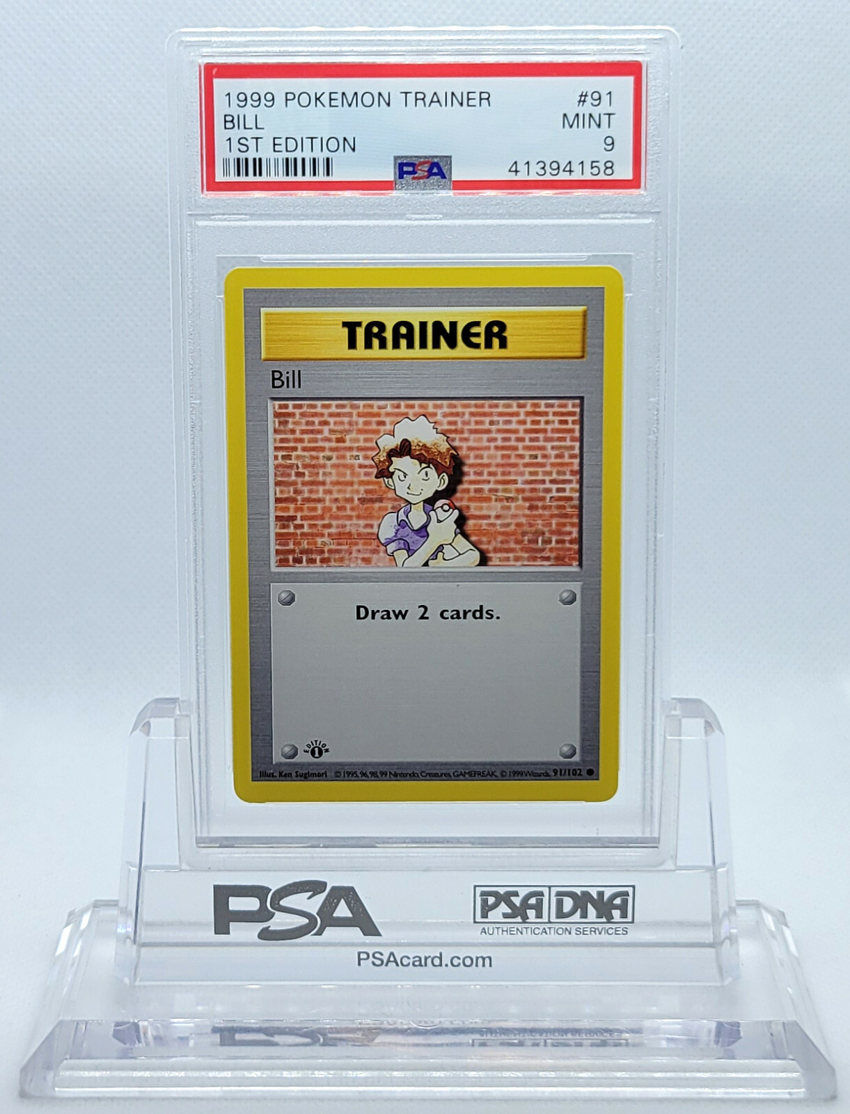 POKEMON 1999 BASE SET 1ST EDITION BILL #91 CARD PSA 9 MINT #41387310