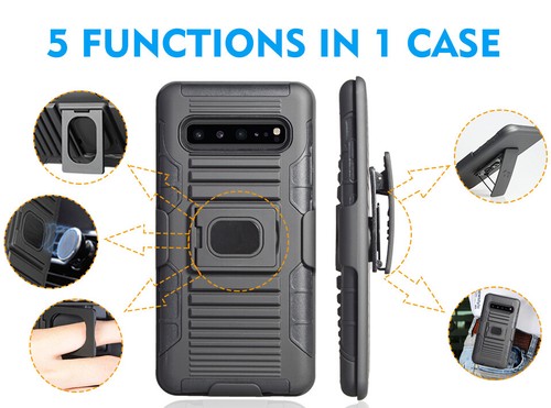 Noir Prise Stand Étui Clip Ceinture Holster pour Samsung Galaxy S10 5G SM-G977 - Photo 11 sur 11