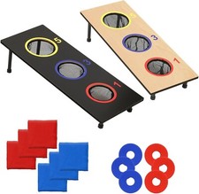 2-In-1 Bean Bag Toss Game Set Corn Hole Throwing Target Board Family Fun Outdoor
