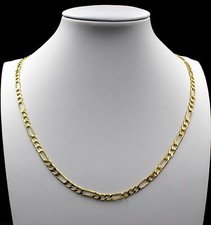 10K Yellow Gold 3.5mm 24" Figaro Chain Italian Link Pendant Necklace Mens Womens