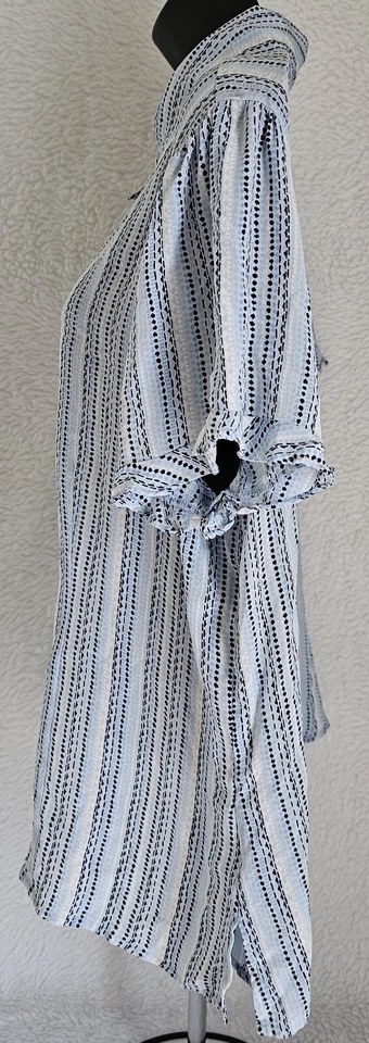 Jaclyn Smith женская рубашка блузка размер XL X большой синий белый в полоску шелк - Изображение 4 из 4