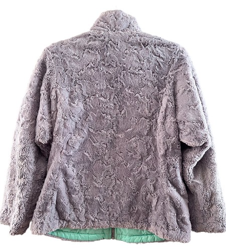 The North Face XL Girls Jacket Fleece Reversible Mossbud Mint Green Gray Size 18 - Picture 6 of 7