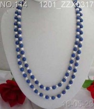 8mm Lazuli Lapis  white freshwater Cultured pearl Necklace 50"