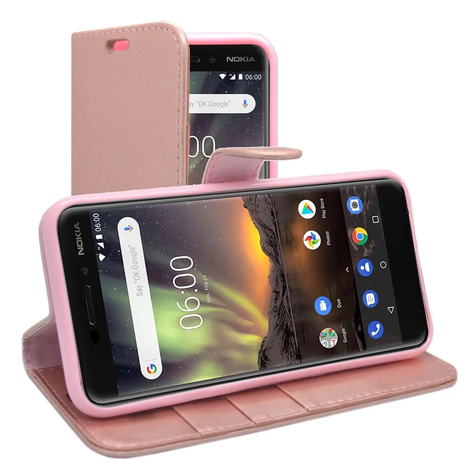 For Nokia 6 2018 Case Wallet Flip PU Leather Kickstand Card Holder Phone Cover - Image 4 of 4