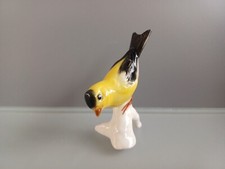 🐦Göbel Porzellanfigur – Goldzeisig auf Ast – Handbemalt, Made in Germany