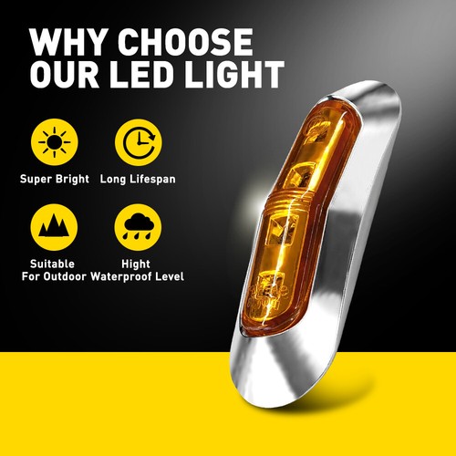 10/20/30X Red Amber White LED Clearance Lights Side Marker Trailer Truck Caravan - Picture 31 of 34