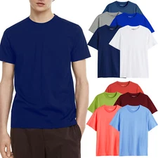 Mens T Shirts 3 & 5 Pack Cotton Plain Short Sleeve Multipack Round Crew Neck Tee