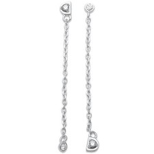 Cubic Zirconia Drop Dangle Long .925 Sterling Silver Earrings