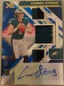 2022 Panini XR Football Blue Rookie Triple Swatch Auto Carson Strong, 32/49