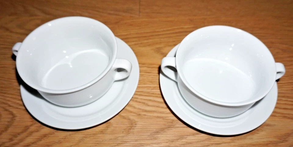 WILLIAMS-SONOMA ESSENTIAL WHITE CREAM SOUP BOWLS W/SAUCERS SET OF 10 - Image 2 of 4