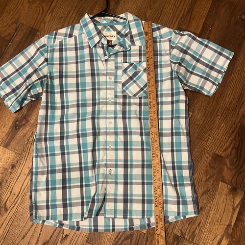 Simms Fishing Shirt SS shirt, Men's Large - Teal/Gray Plaid - Picture 5 of 8