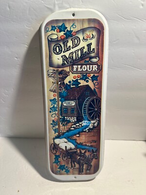 Metal Outdoor thermometer ''Old Mill Flour'' Graphics Retro/Nostalgic Design READ