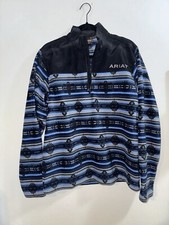 Men  s Half Zip Ariat Blue Aztec Print