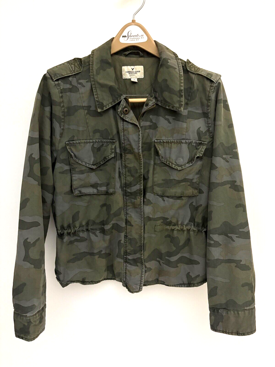 American Eagle Outfitters Womens Camo Jacket Size Small Army Green