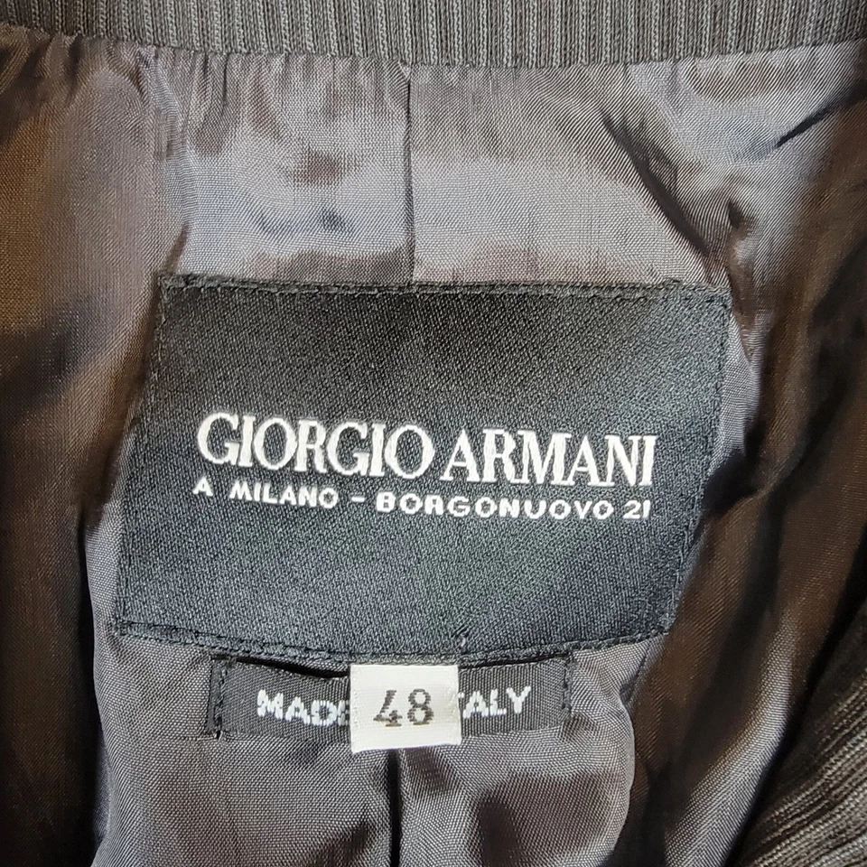 Куртка блейзер женская Giorgio Armani шерстяная смесь размер IT 48 США 10 черная в тонкую полоску - Изображение 4 из 4