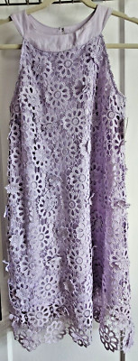 NWT Altard State  Misty lilac Woman Sz Small overlay laced crochet halter dress