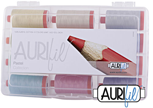 AURIFIL THREAD PASTEL COLLECTION  100% COTTON 50 WT 12 LARGE SPOOLS - Picture 1 of 2