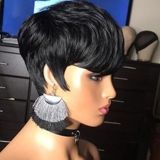 Short Bob Pixie Cut Wig for Black Women 9A Brazilian Black Human Hair Wigs