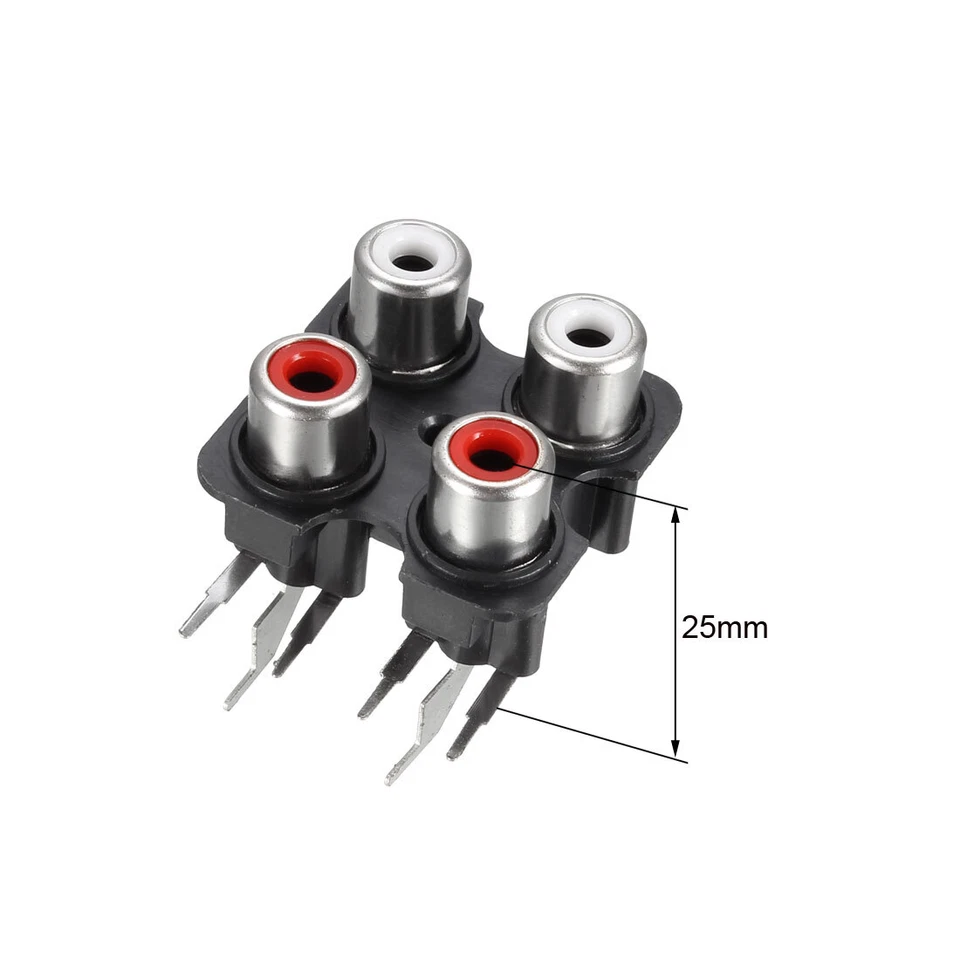 5x PCB Panel Mount 2/4 Way RCA Socket Female Jack Audio Connector Black 6pins - Image 3 of 4