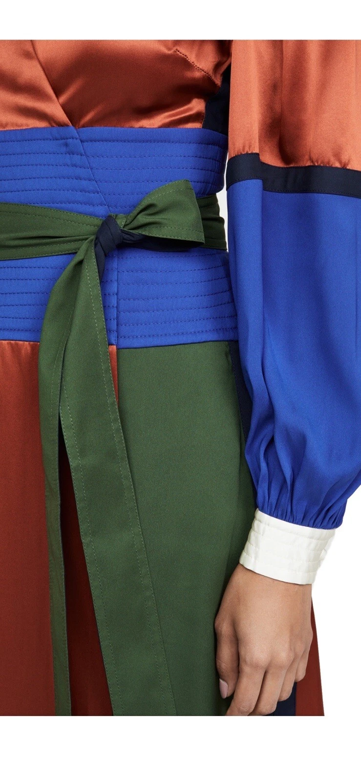 Abito avvolgente Tory Burch misto seta colorblock taglia 10