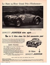 1952 JOWETT JUPITER @ LE MANS ~ ORIGINAL PRINT AD