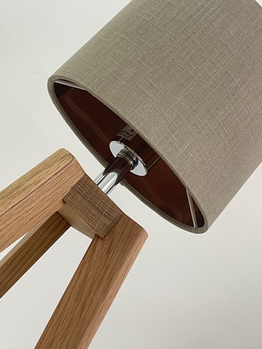 Lampshade Taupe Brown Textured 100% Linen Brushed Copper Oval Light Shade - Picture 8 of 12