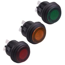 Red Green Amber On-Off 12V illuminated Push Button Switch 20A