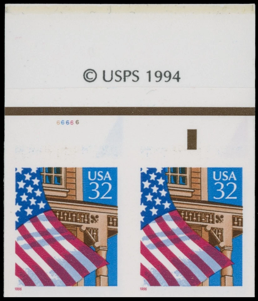 1996, US FLAG OVER PORCH, ERROR BOOKLET WITH DIE CUTTING OMITTED, SC. #2921e - Image 3 of 3