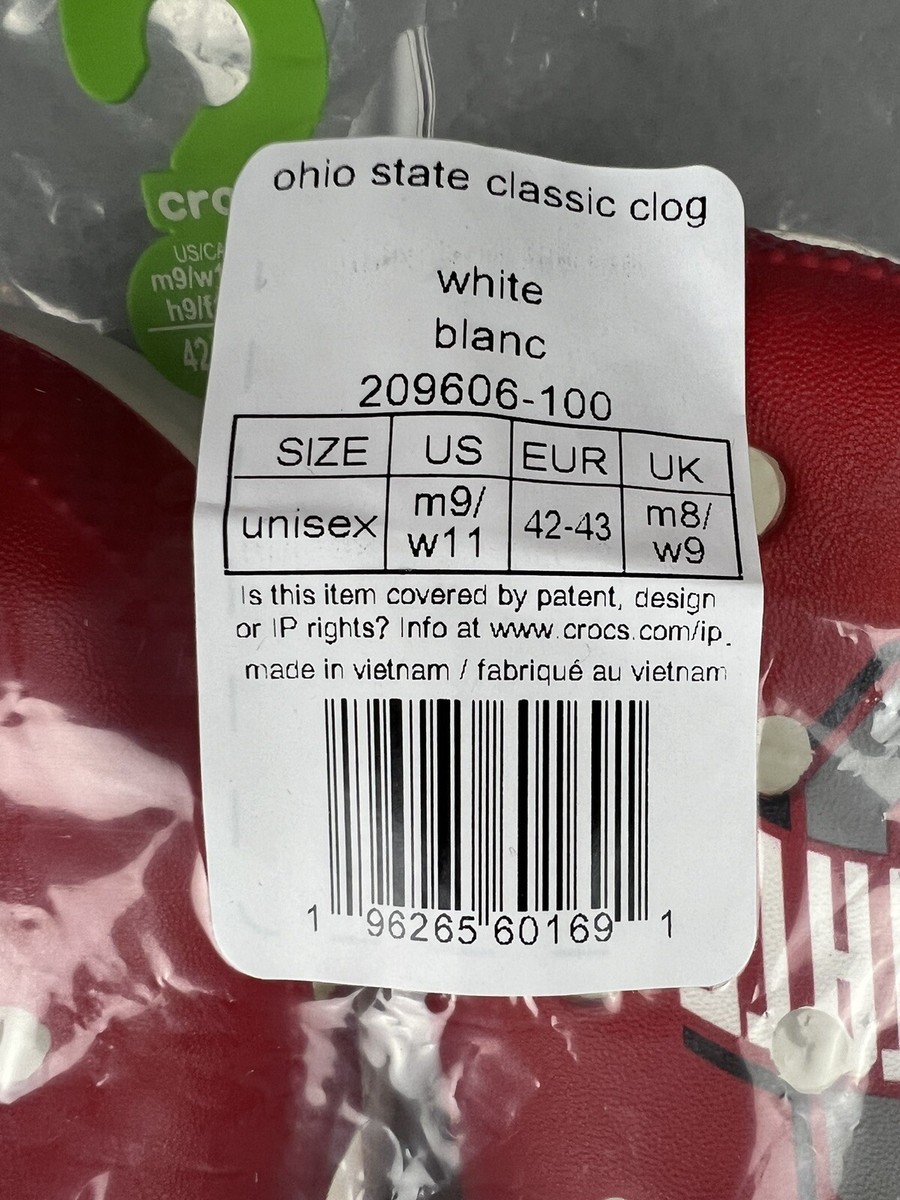 CROCS Ohio State Buckeyes Classic Clogs M9/W11 Red/White  display picture 1