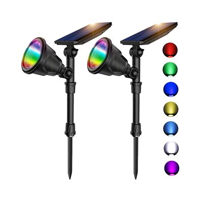 JSOT 2 Pack Colorful Solar Spotlight for Halloween, Christmas Solar Lights Ou...