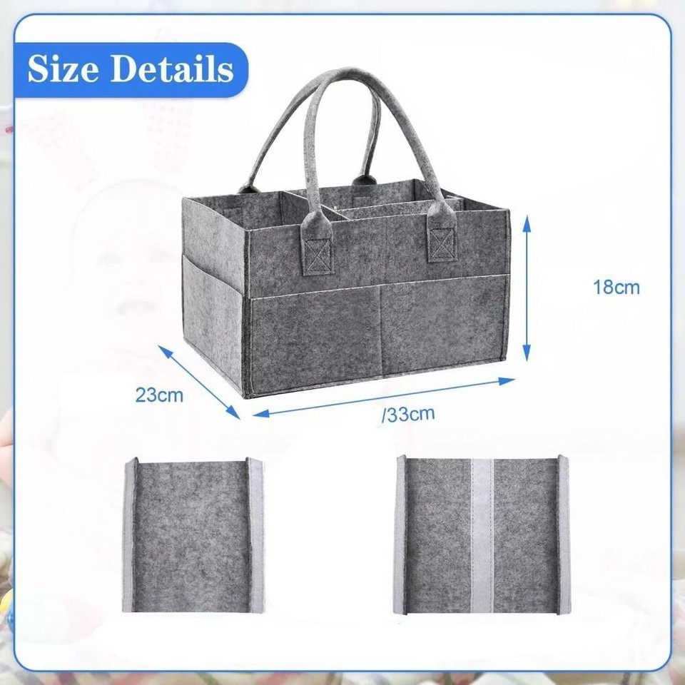 Large Capacity Felt Grey Bag Storage Stroller Nappy Bags Ourdoor eBay