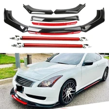 Front Bumper Lip Body Kit Splitter Spoiler Glossy Black Red  For Infiniti G37 Se
