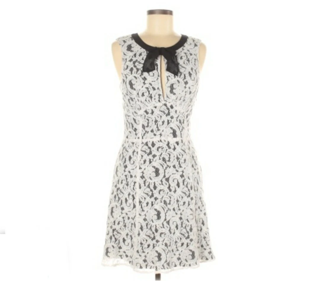White dress with black lace cheap overlay